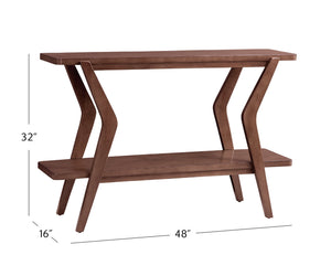 Basset Mirror Stratton Mid-century Modern Console Table With Angled Frame And Rich Walnut Finish For Stylish Storage Brown Rubber Wood Solid ,Veneers 3196-lr-400