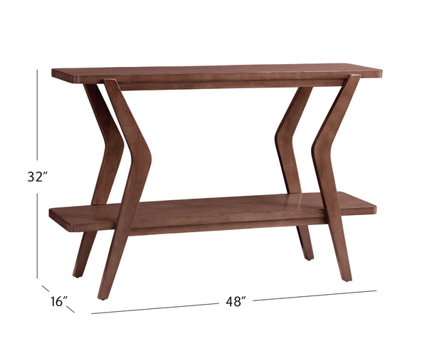 Basset Mirror Stratton Mid-century Modern Console Table With Angled Frame And Rich Walnut Finish For Stylish Storage Brown Rubber Wood Solid ,Veneers 3196-lr-400