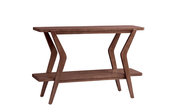 Basset Mirror Stratton Mid-century Modern Console Table With Angled Frame And Rich Walnut Finish For Stylish Storage Brown Rubber Wood Solid ,Veneers 3196-lr-400