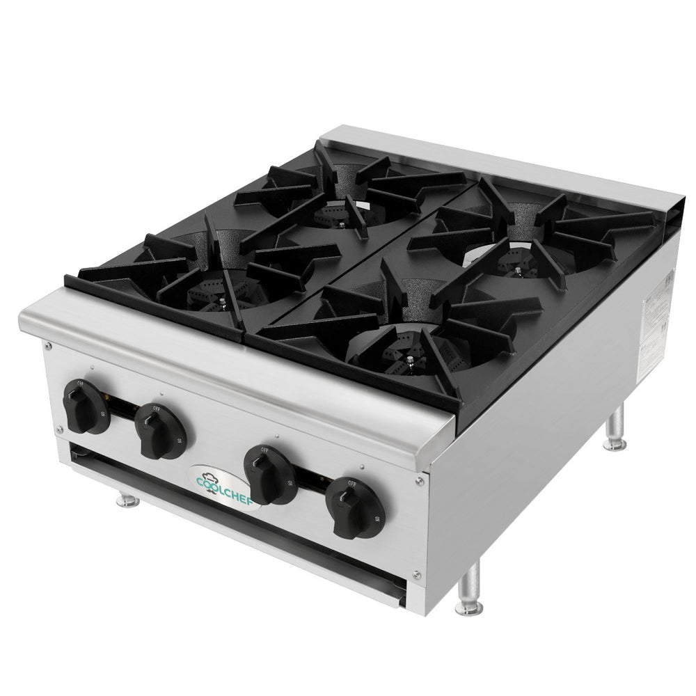 English Elm 120,000 Btu Four Burner Commercial Gas Hot Plate Dual Fuel Countertop Range W3629P462153