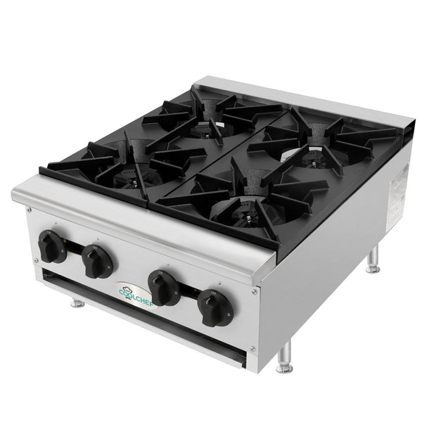 English Elm 120,000 Btu Four Burner Commercial Gas Hot Plate Dual Fuel Countertop Range W3629P462153