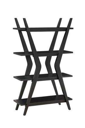 Basset Mirror Stratton Mid-century Modern Black Etagere With Four Shelves - Stylish Rubberwood & Birch Design Black Rubberwood Solid ,Veneers 3197-lr-500