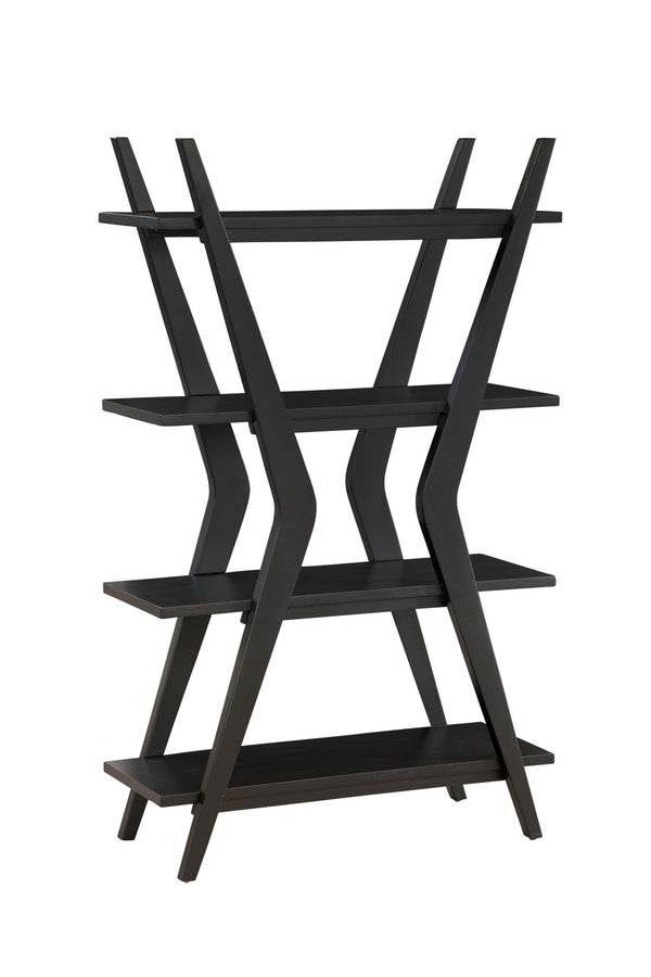 Basset Mirror Stratton Mid-century Modern Black Etagere With Four Shelves - Stylish Rubberwood & Birch Design Black Rubberwood Solid ,Veneers 3197-lr-500