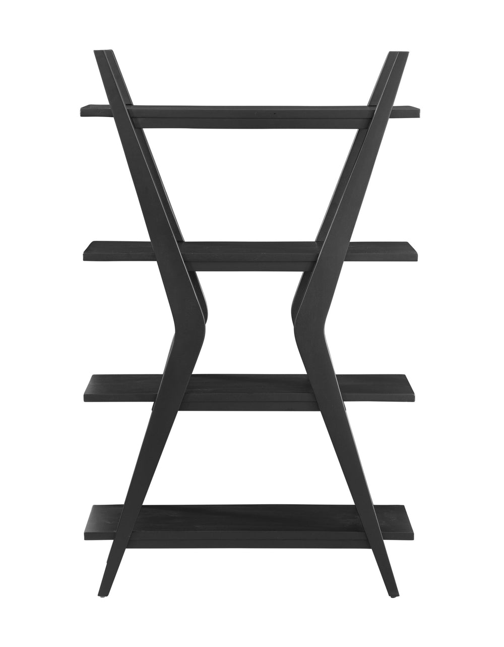 Basset Mirror Stratton Mid-century Modern Black Etagere With Four Shelves - Stylish Rubberwood & Birch Design Black Rubberwood Solid ,Veneers 3197-lr-500