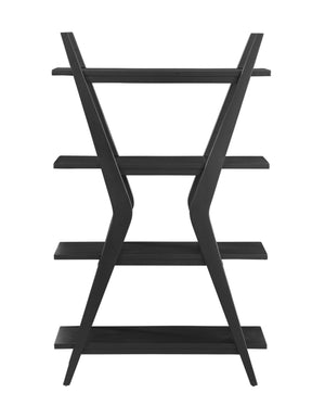 Basset Mirror Stratton Mid-century Modern Black Etagere With Four Shelves - Stylish Rubberwood & Birch Design Black Rubberwood Solid ,Veneers 3197-lr-500