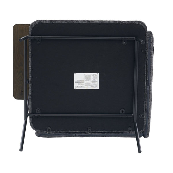 English Elm Leisure Linen Accent Chair with Built-in Side Table Pockets and Lumbar Pillow Modern Dark Gray W395P453309