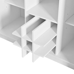 English Elm U_style Compact Kitchen Island with Drop Leaf Power Outlet Wine Rack Stemware Storage White N711P437715K