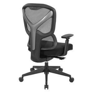 OSP Home Furnishings Mesh Back Ergonomic Manager Chair with Lumbar Support Adjustable Arms and Synchro Tilt 71142-3