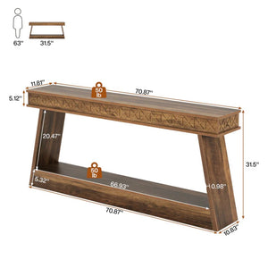 English Elm Hall Console Table Industrial Rustic Two Tier Wood Tone Metal Frame Entryway Sofa T3971P451575
