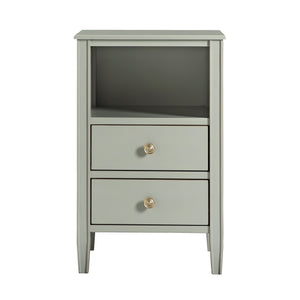 English Elm Winston 2-Drawer Storage Nightstand with Brushed Gold Knobs, Open Shelf, Fluted Legs, No Assembly Antique Grey B050P376956