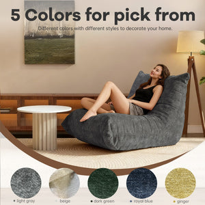 English Elm Ftmmc-huangse Chenille Bean Bag Chair Ergonomic Full Body Support Lounge Seat Warm Grey W3737P423389