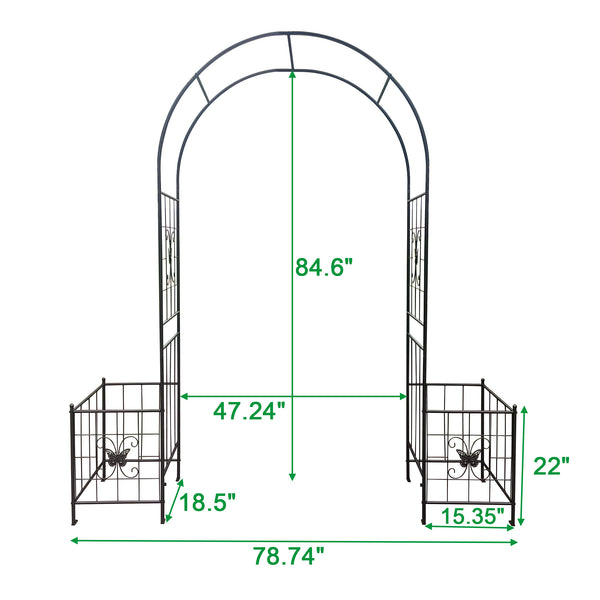 English Elm Garden Arch Arbor Trellis For Climbing Plants - Elegant Metal Wedding Arch For Outdoor Events & Patios W840P321537