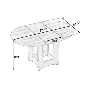 English Elm Topmax Farmhouse Round Pedestal Dining Table Extendable Leaf Rubberwood Compact Space Natural Wood N717P336673N