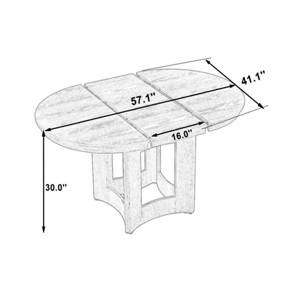 English Elm Topmax Farmhouse Round Pedestal Dining Table Extendable Leaf Rubberwood Compact Space Natural Wood N717P336673N