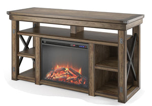 English Elm Fireplace Tv Stand with Electric Insert Wood Veneer Finish Fits Tvs up to 60 Inches B2733S00001
