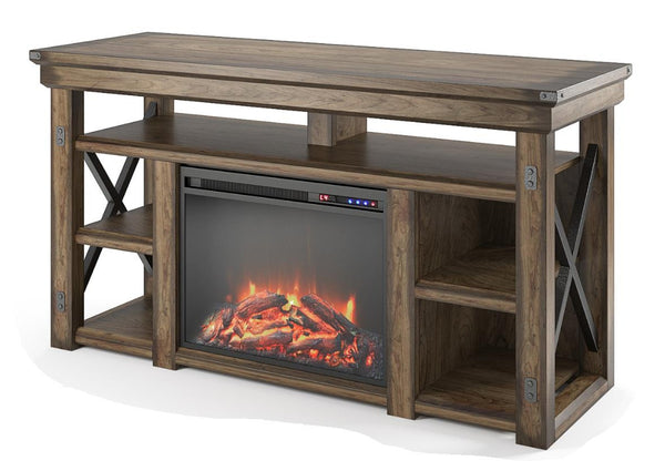 English Elm Fireplace Tv Stand with Electric Insert Wood Veneer Finish Fits Tvs up to 60 Inches B2733S00001