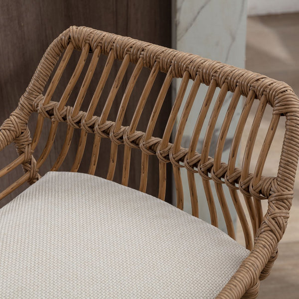 English Elm Modern Swivel Bar Stools Set of 2 Adjustable Counter Height Chairs with 360° Rotation, Linen Upholstery and Footrest W39594819