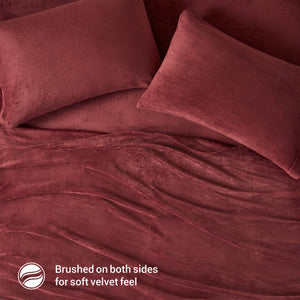 English Elm 4 Pcs Micro Plush Sheet Set In Luxurious Burgundy - Ultra-Soft, Cozy, And Machine Washable Comfort! B035P319760