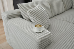 English Elm L-Shaped Cloud Sectional Sofa - Plush Deep Seat Modular Sleeper For Living Room & Apartment, Light Grey W2339P306765