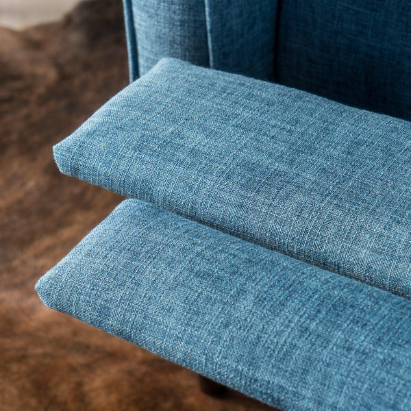 English Elm Christopher Knight Home® - Fabric Recliner Chair Mid-Century Modern Pushback Single Sofa with Tufted Cushion, Birch Legs, Cozy Comfort Blue 60741.00MBLU