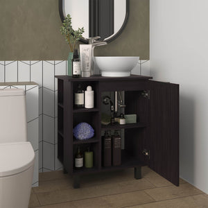 English Elm Wengue Bathroom Vanity With 8 Storage Shelves & Elegant Design For Compact Spaces & Modern Style B062P355666-GIGA