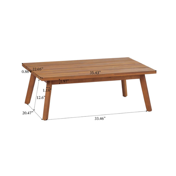 English Elm 2-piece Acacia Wood Outdoor Loveseat Set Mid-century Slatted Table All-weather Cushions N767P359941T