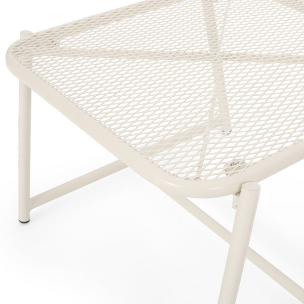 English Elm Christopher Knight Home® - 3 Piece Seating Group Iron Patio Set in Ivory White with Mesh Chairs & Glass Top Side Table, RTA 65200.00WHI_65201.00WHI
