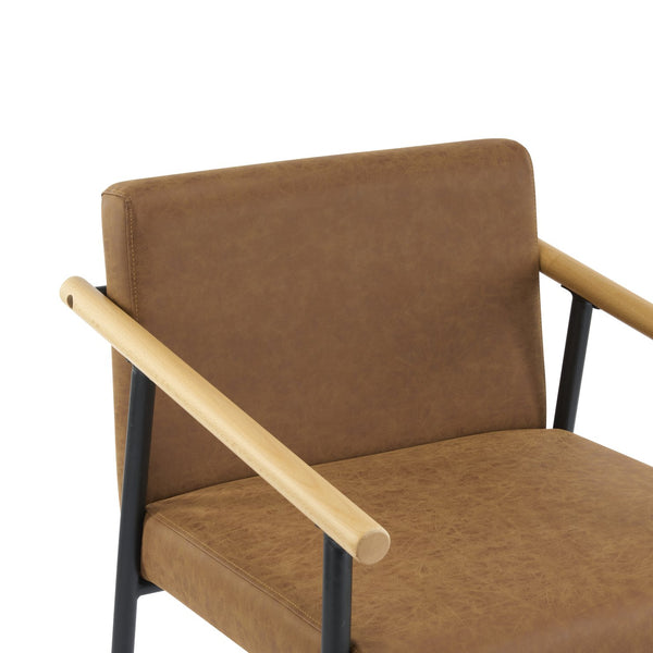 English Elm Christopher Knight Home® - Counter Stool Mid-Century Modern Set of 2 with Metal Frame, Soft Cushions & Solid Wood Armrests Black+Brown N771P247153W