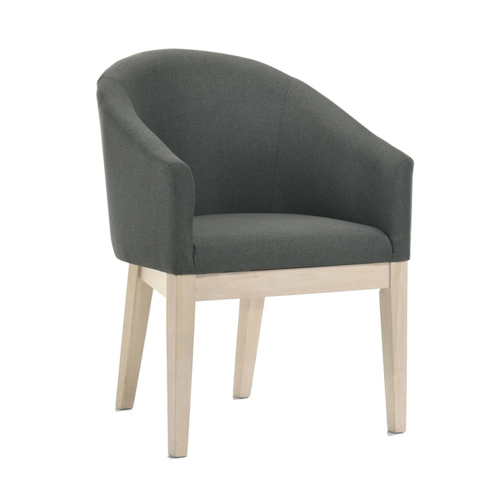 English Elm 23 Inch Pair of Upholstered Accent Chairs Natural Wood Legs Curved Back Living Room B056P416832