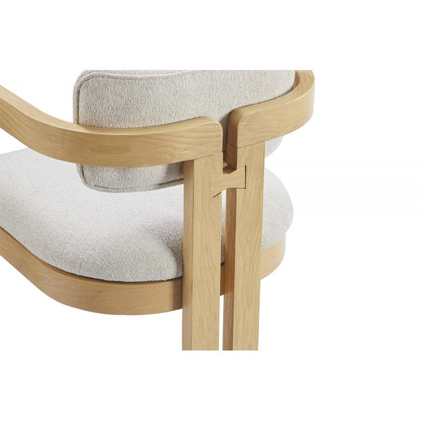 English Elm Modern Rustic Upholstered Dining Arm Chair with Sculptural Fluted Base, Curved Arms & Plush Comfort Natural 24.5 L x 25.5 W x 40.5 H B011P366704