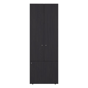 English Elm Armoire 66.9" H - Stylish Black Wengue 3-Door Storage Solution With 3 Shelves For Modern Bedrooms B097P395875