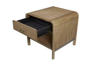 English Elm Waterfall Solid Wood Cocktail Table with Elm Veneer, Waterfall Sides & Metal Accents for Modern Living Room Light Brown 28 L x 28 W x 27 H B2699P238774