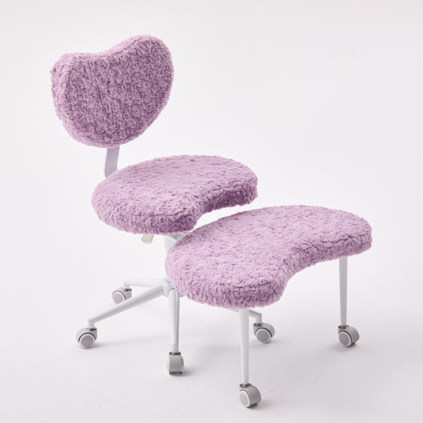 English Elm Artificial Rabbit Hair Cross Legged Desk Chair with Lumbar Support and Swivel Footrest Violet W1143P403572