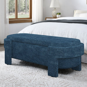 English Elm Linen Upholstered Storage Bench with High-Density Foam Seat, Spacious Hidden Compartment, 51.5" Dark Blue W487P271397