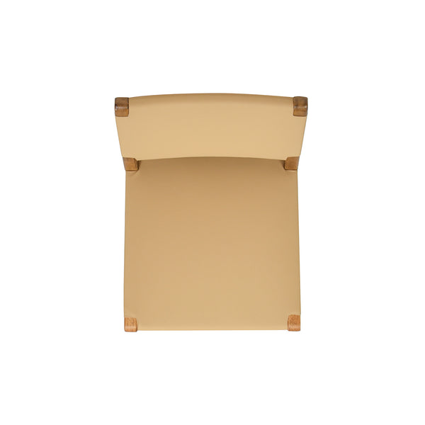 English Elm Jennifer Taylor Home - Pierre 26" Farmhouse Saddle Counter Stool with Back, Sunkissed Beige Leather, Rubberwood & Brass Accents B2719P238396