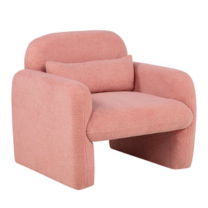 English Elm Stylish Teddy Fleece Single Sofa Chair with Arms and Pillow, Cozy Accent Armchair for Living Room Pink 30 L x 24.75 W x 24 H W1716P196472
