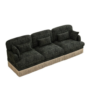 English Elm 100" Leopard Chenille Sectional Sofa with Tassel Trim Deep Seat Modular Living Room Couch Green W5656S00031