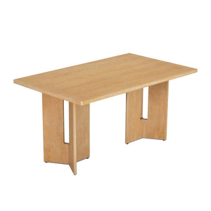 English Elm Trexm Farmhouse Six Seat Dining Set Oak Veneer Distressed Table Upholstered Chairs Natural Wood Wash ST000153AAD