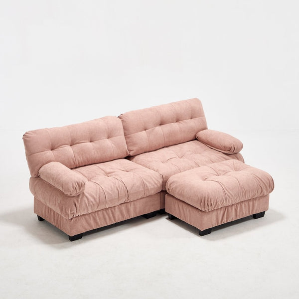 English Elm Modular Cloud Sectional with Ottoman Deep Seat Flannelette Sofa for Living Room Pink W2120S00024