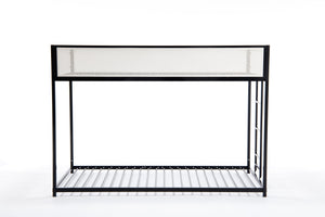 English Elm Adam Twin Over Twin Metal Bunk Bed In Black With White Mesh Guardrails - Safe, Stylish, Space-Saving! B083P170084