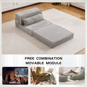 English Elm Compression Modular Floor Sofa Bed - Versatile, No Assembly Required, Cozy Fleece With Memory Foam Comfort W3723P377154