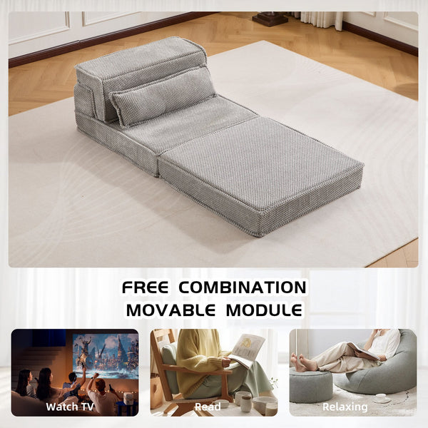 English Elm Compression Modular Floor Sofa Bed - Versatile, No Assembly Required, Cozy Fleece With Memory Foam Comfort W3723P377154