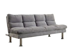 English Elm Contemporary Microfiber Futon Sofa Converts to Bed with Chrome Legs, Compact Space-Saving Design, Durable Upholstery Gray 40 L x 67 W x 8 H B2741P363779