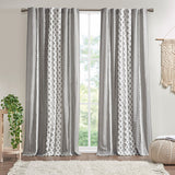 Imani Mid-Century Cotton Printed Curtain Panel with Chenille Stripe and Lining