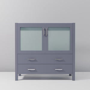 English Elm Dark Grey Bath Vanity - 36" W Solid Wood Cabinet With Soft-Close Drawers For Modern Bathrooms B2731P260436