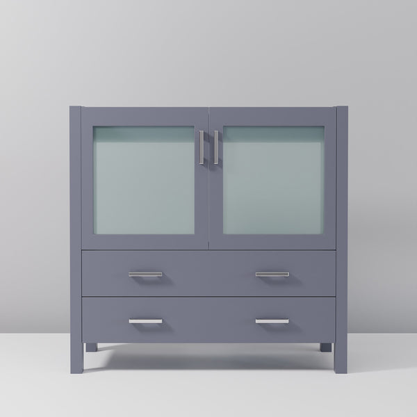 English Elm Dark Grey Bath Vanity - 36" W Solid Wood Cabinet With Soft-Close Drawers For Modern Bathrooms B2731P260436