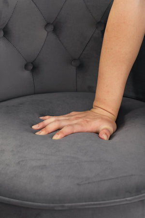 English Elm 360 Degree Swivel Cuddle Barrel Accent Storage Chairs Plush Velvet Round Armchair with Hidden Storage and Luxurious Comfort Gray W1420P198928