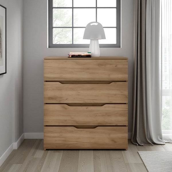 English Elm Natural Oak Four Drawer Dresser Minimalist Low Profile Bedroom Storage Piece B062P476874