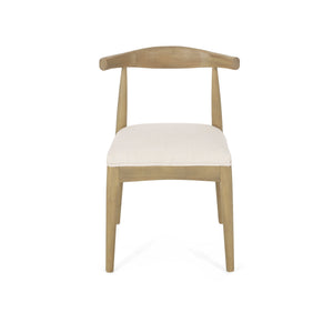 English Elm Christopher Knight Home® - DINING Chair Set of 2 Mid-Century Upholstered Rubberwood Dining Chairs with Tapered Legs and Open Backrest Beige N771P266173M