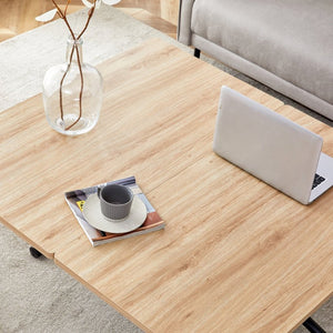English Elm Modern Lift Top Multifunctional Table Mfc Surface Black Metal Legs Small Space Desk W1151P149702